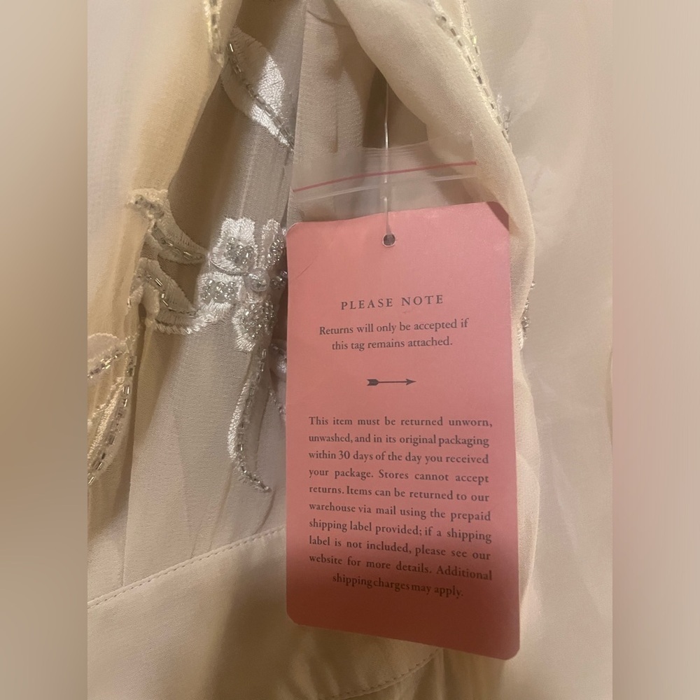 Anthropologie BHLDN Belize Embroidered A-Line Long Sleeve V-Neck Gown Size 4 NWT - Picture 9 of 9